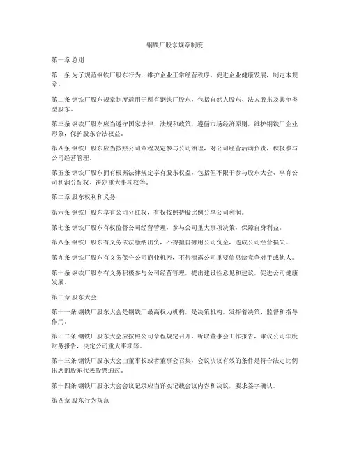 钢铁厂股东规章制度