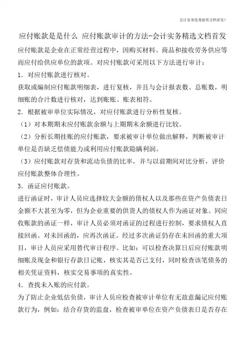 应付账款是是什么 应付账款审计的方法-会计实务精选文档首发