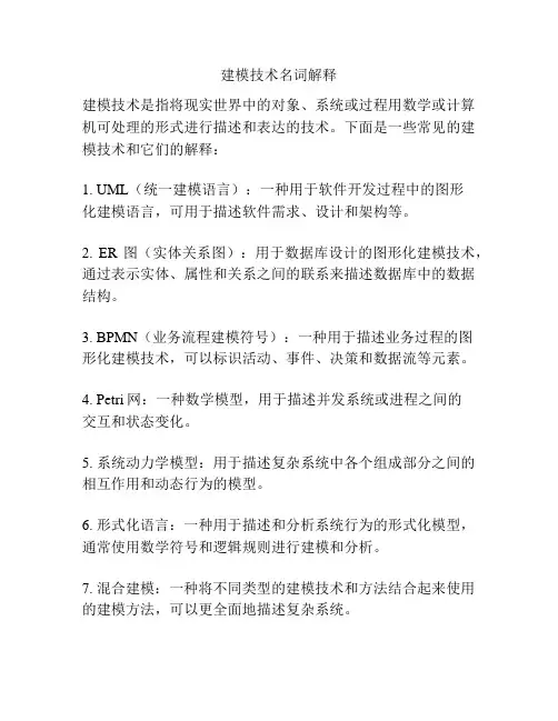 建模技术名词解释
