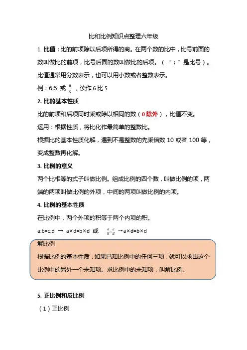 比和比例知识点整理六年级