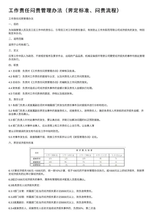 工作责任问责管理办法（界定标准、问责流程）