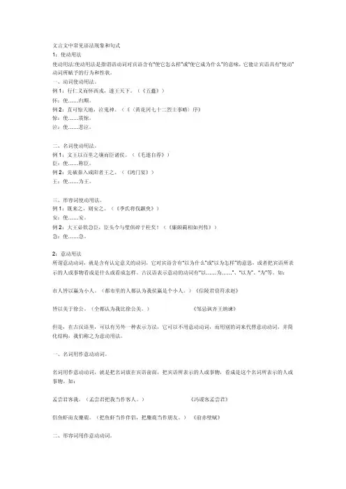 文言文中常见语法现象与句式