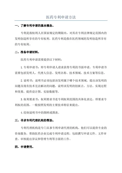 医药专利申请方法