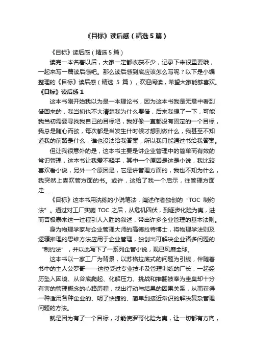 《目标》读后感（精选5篇）