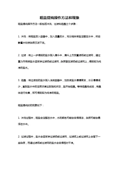 粗盐提纯操作方法和现象