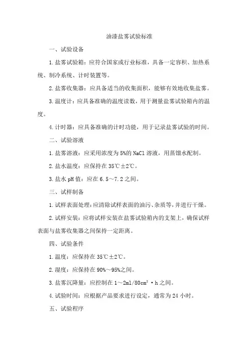油漆盐雾试验标准