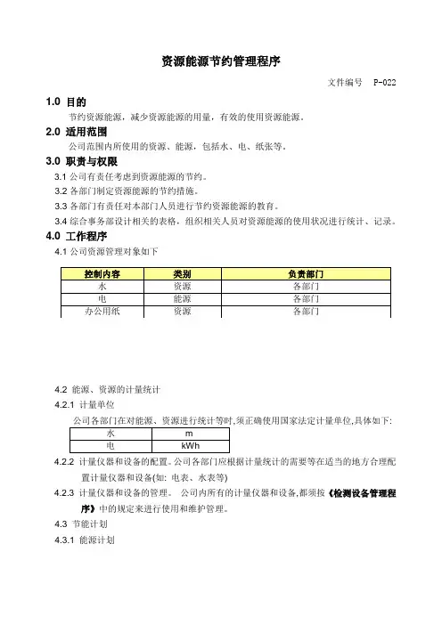 资源能源节约管理程序