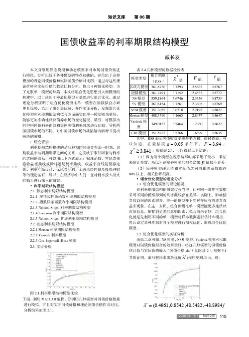 国债收益率的利率期限结构模型