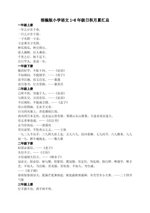 部编版小学语文年级日积月累汇总