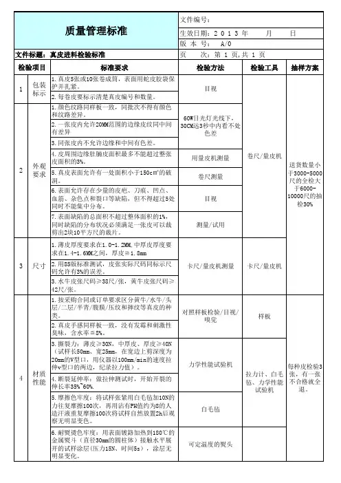 真皮检验标准