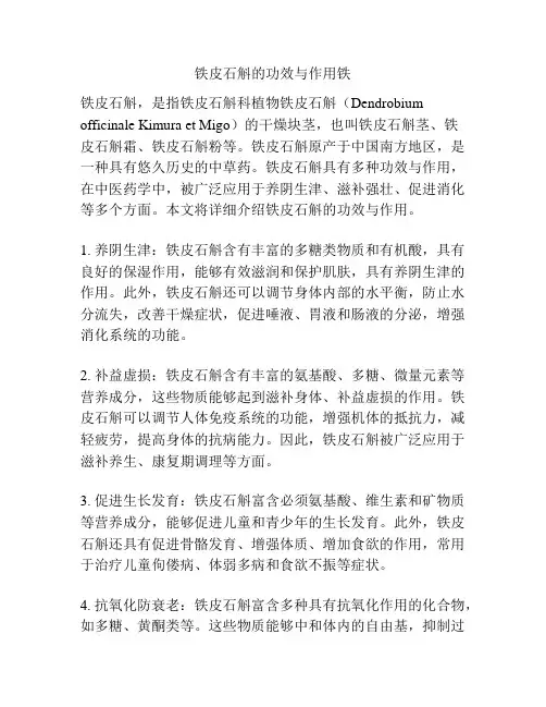 铁皮石斛的功效与作用铁