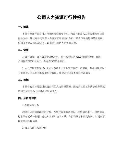 公司人力资源可行性报告