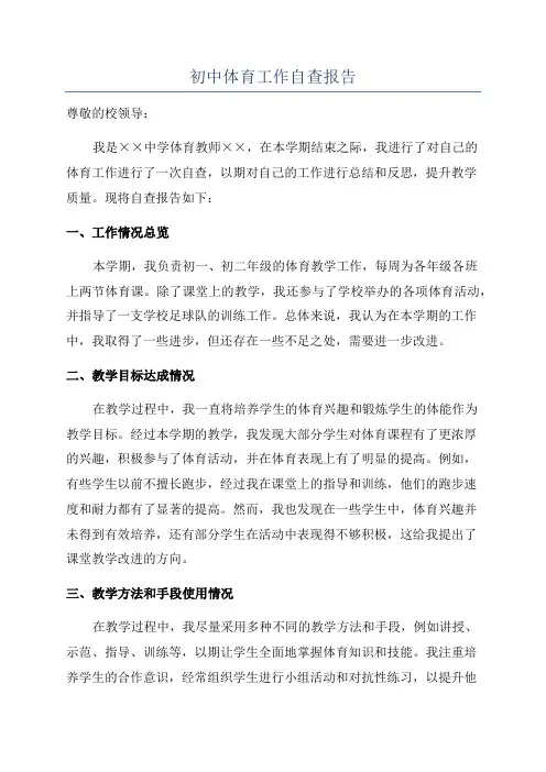 初中体育工作自查报告