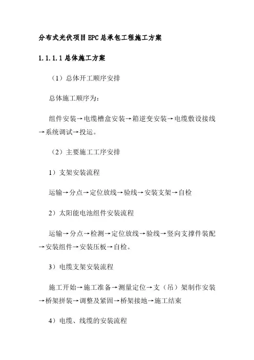分布式光伏项目EPC总承包工程施工方案
