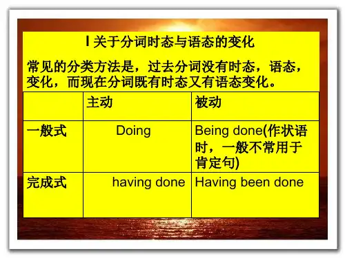 关于分词时态及语态的变化