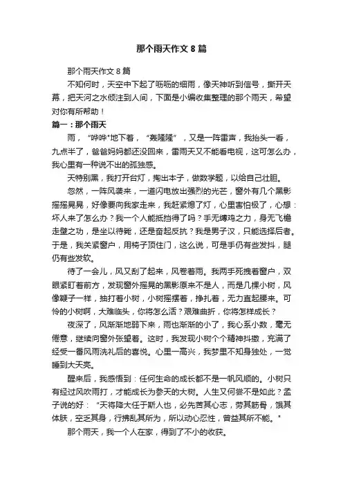 那个雨天作文8篇