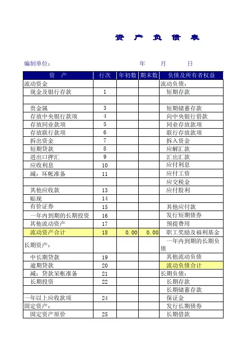 资产负债表9-EXCEL模板