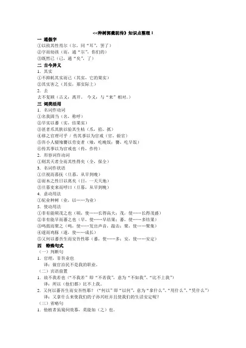 《种树郭橐驼传》知识点整理