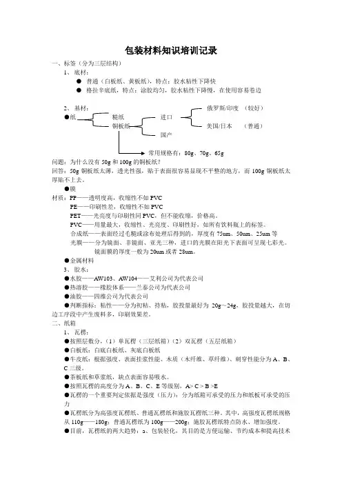 包材知识培训