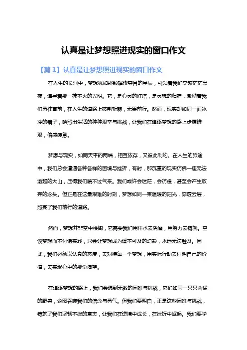 认真是让梦想照进现实的窗口作文