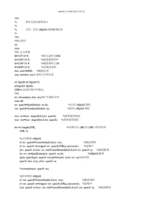 16QAM-星形和矩形星座图调制解调MATLAB代码