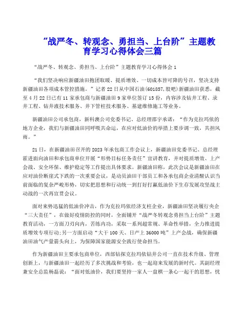 “战严冬、转观念、勇担当、上台阶”主题教育学习心得体会三篇