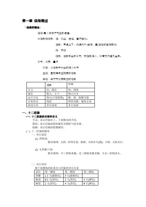 经络腧穴学上课笔记1绪论