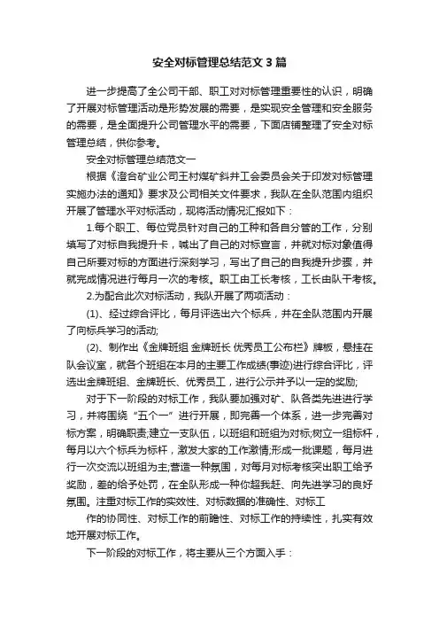 安全对标管理总结范文3篇
