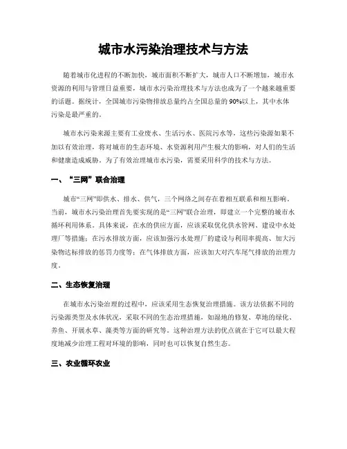 城市水污染治理技术与方法
