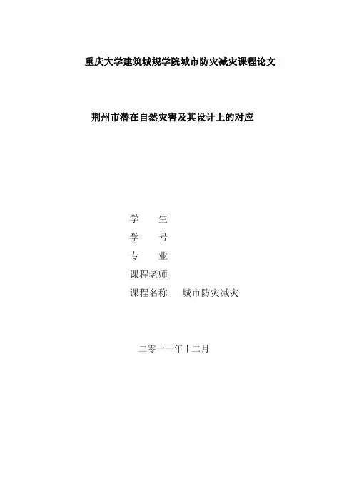 城市防灾减灾论文