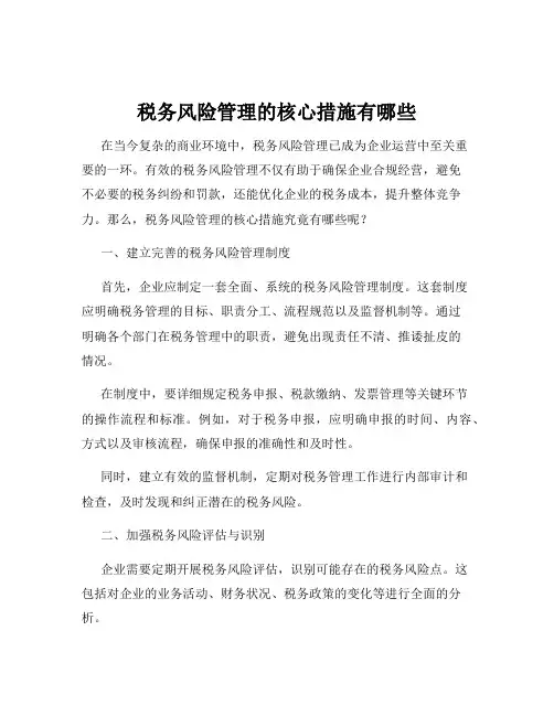 税务风险管理的核心措施有哪些