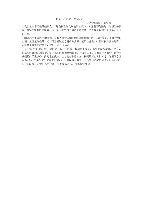 我是一名光荣的少先队员