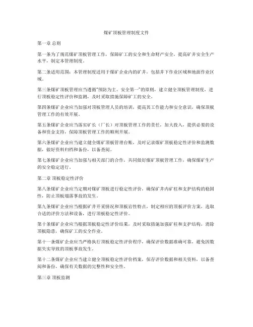 煤矿顶板管理制度文件
