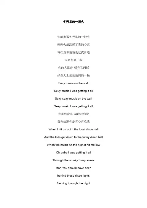 冬天里的一把火(中国好声音)文本歌词