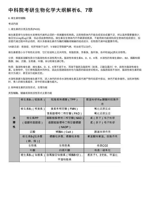 中科院考研生物化学大纲解析6、7章