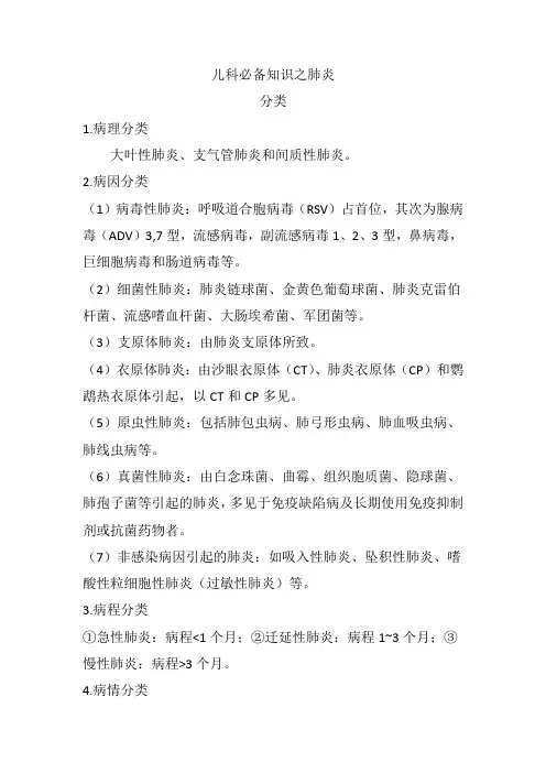儿科必备知识之肺炎