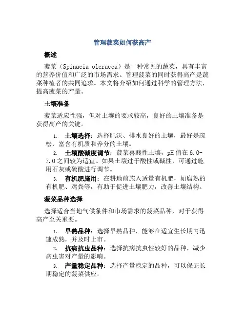 管理菠菜如何获高产