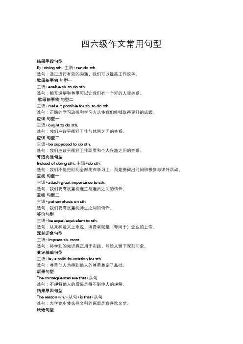 四六级作文常用句型