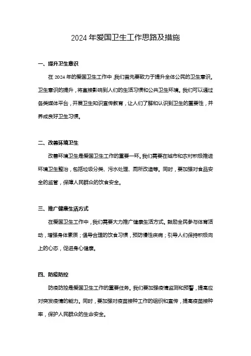 2024年爱国卫生工作思路及措施