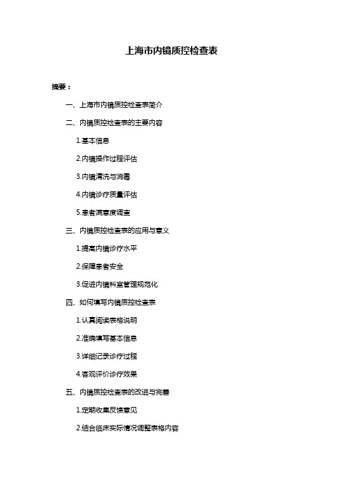 上海市内镜质控检查表
