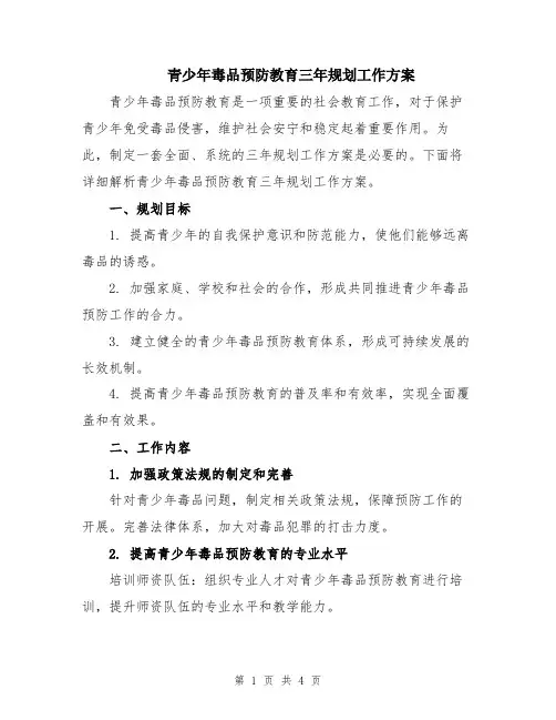 青少年毒品预防教育三年规划工作方案