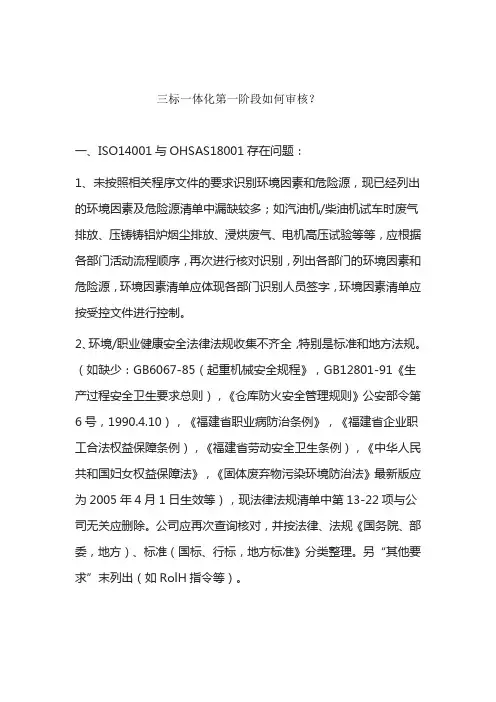 三标一体化第一阶段如何审核？
