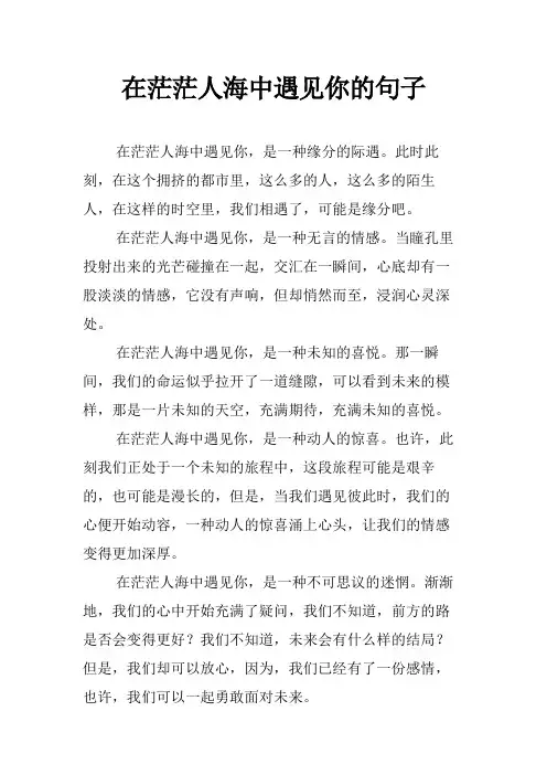 在茫茫人海中遇见你的句子