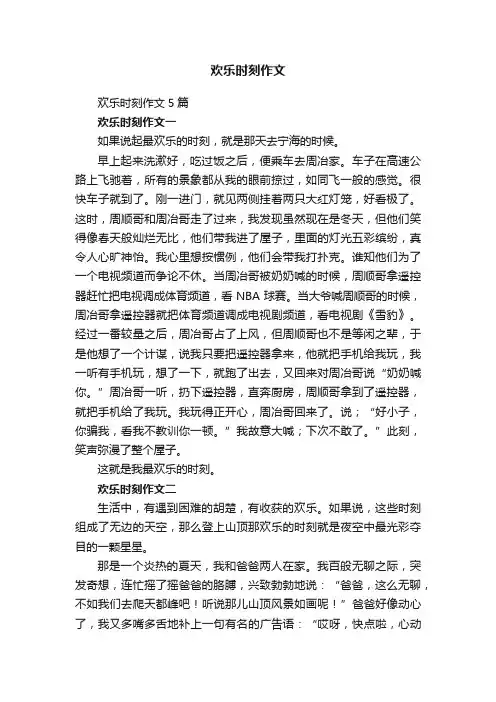 欢乐时刻作文5篇