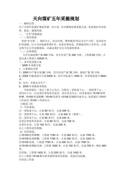 煤矿五年采掘规划