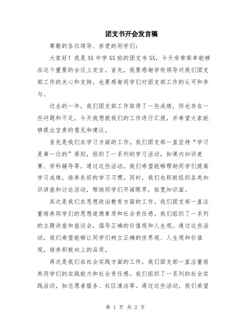 团支书开会发言稿