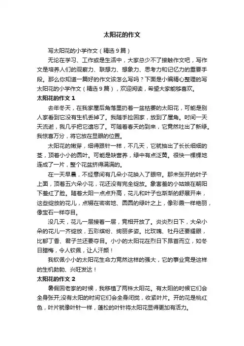 写太阳花的小学作文（精选9篇）