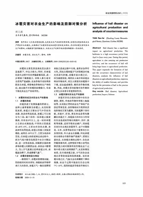 冰雹灾害对农业生产的影响及防御对策分析