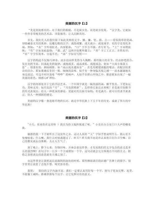 美丽的汉字作文
