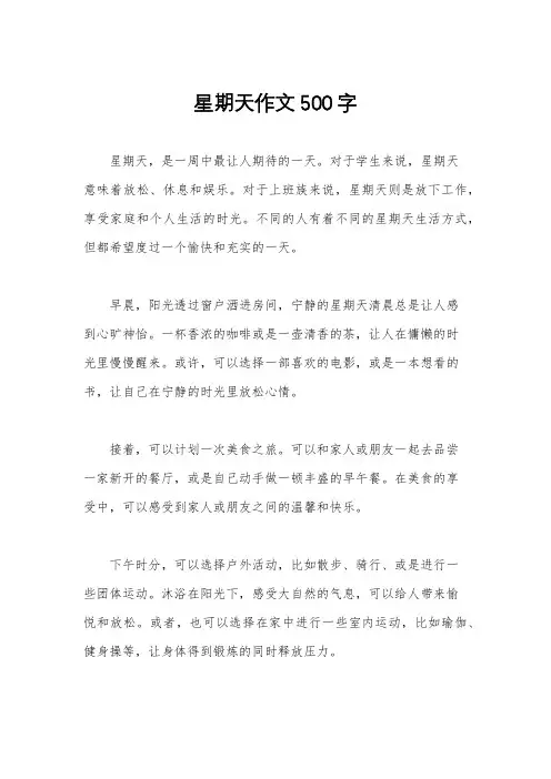 星期天作文500字